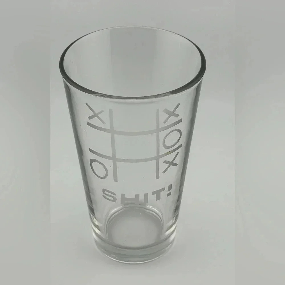 Shit! Clear Glass with white print drinking glass 6” Tall One Cup